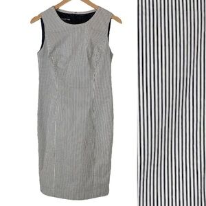 JONES NEW YORK Stretch Cotton Striped Seersucker Dress  4 Sleeveless lined